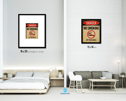 No smoking in this area Notice Danger Sign Framed Print Home Decor Wall Art Gifts
