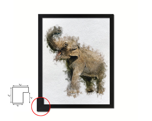 Elephant Animal Painting Print Framed Art Home Wall Decor Gifts