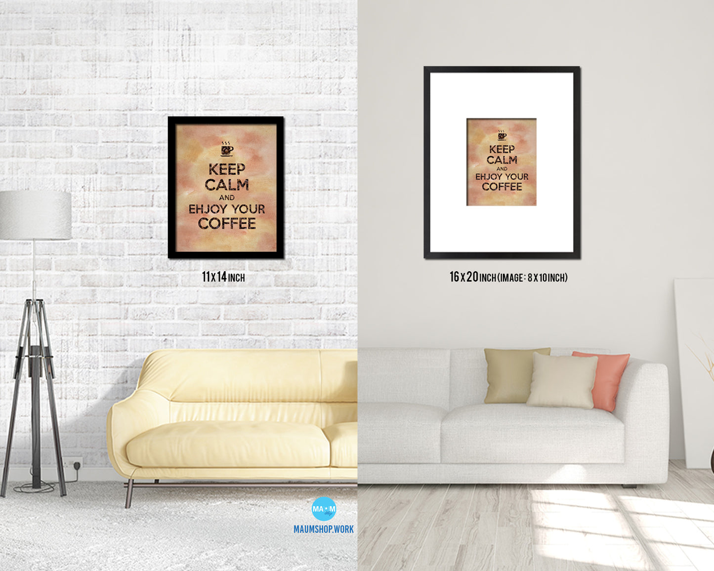 Keep calm and enjoy your coffee Quote Framed Print Wall Decor Art Gifts