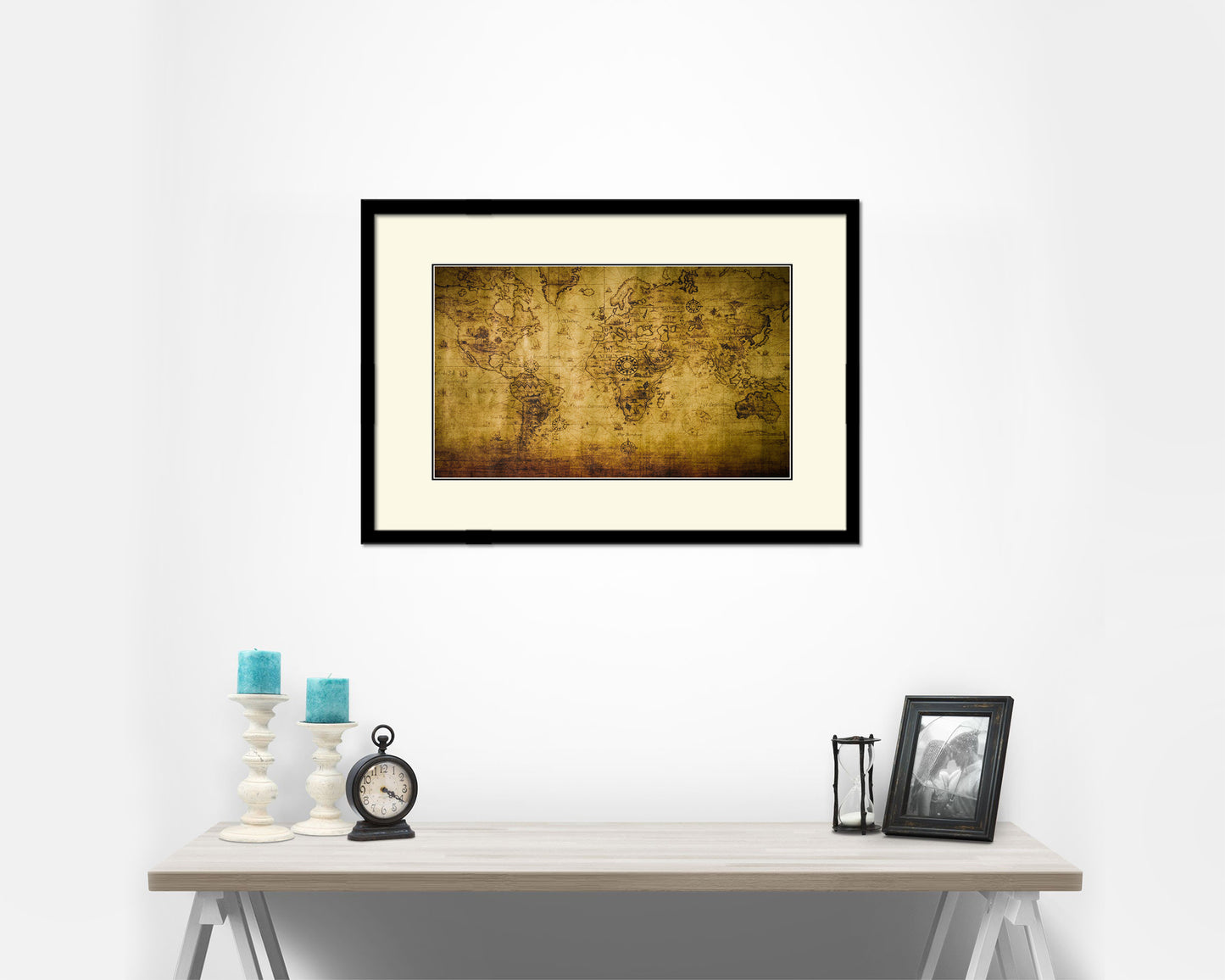 World Old Map Framed Print Art Wall Decor Gifts