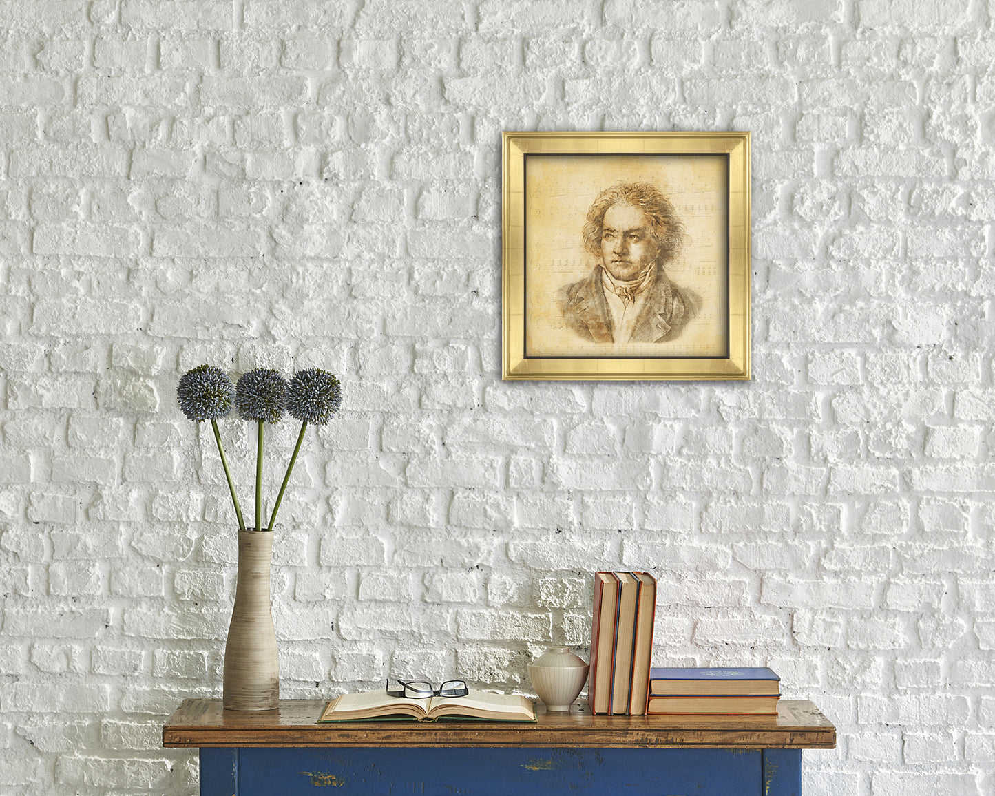 Ludivig van Beethoven Ancient Classical Musician Gold Framed Print Wall Decor Art Gifts