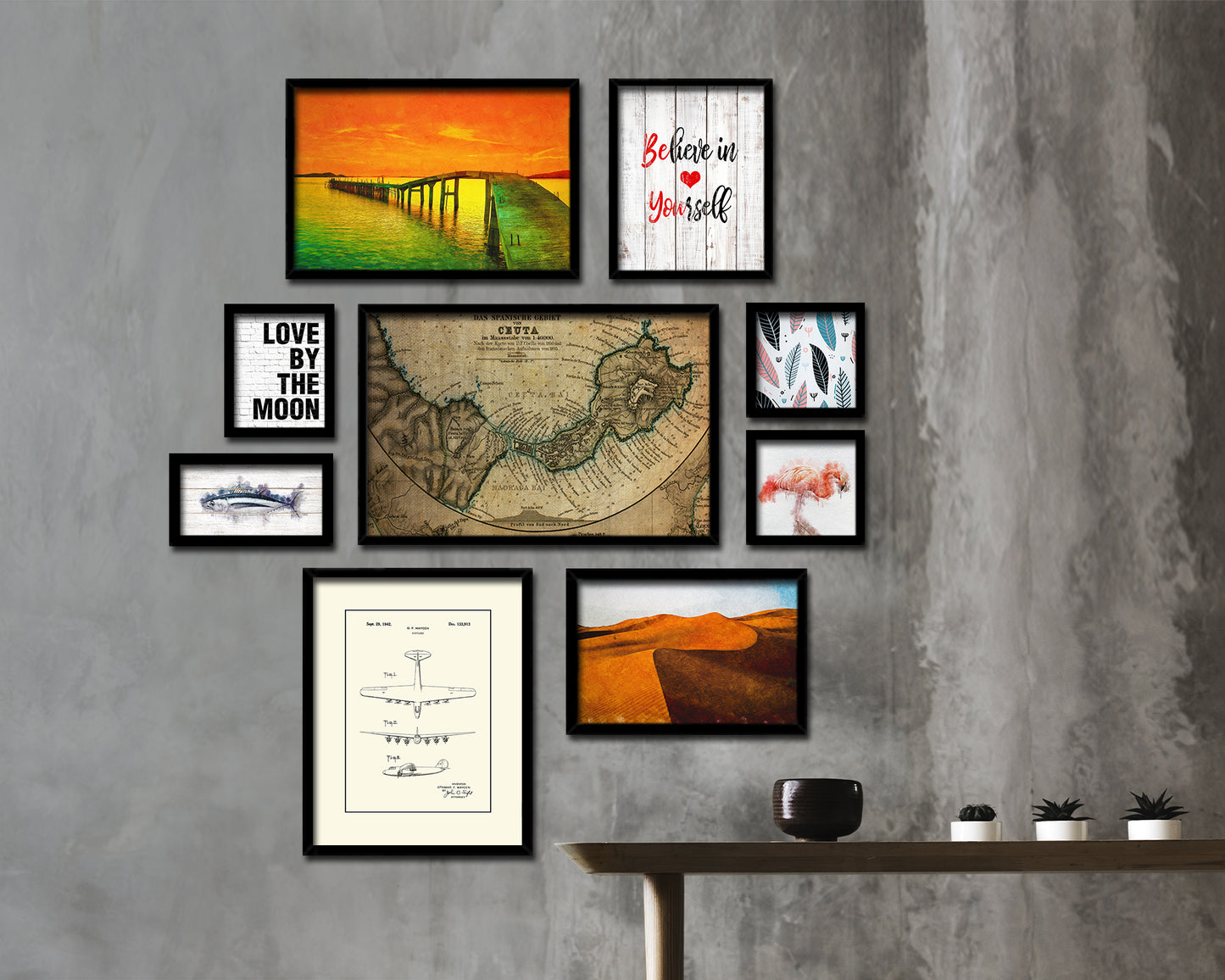 Ceuta Marocco Vintage Map Framed Print Art Wall Decor Gifts