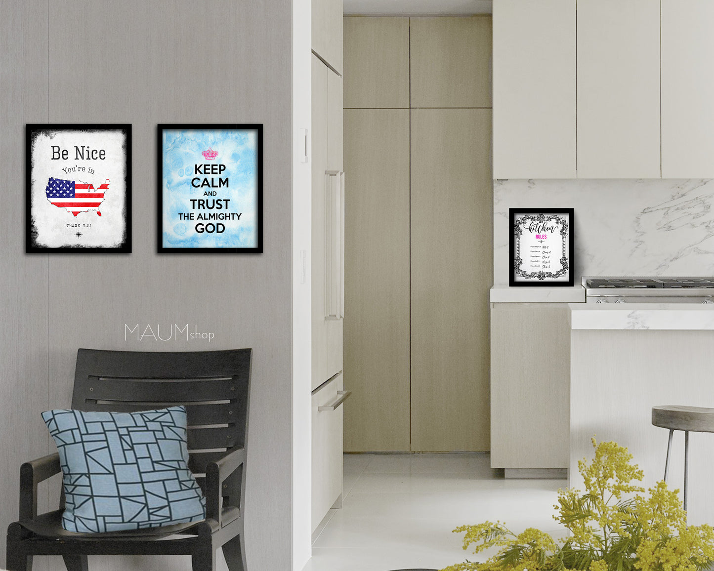 Keep calm and trust the almighty god Quote Framed Print Wall Decor Art Gifts