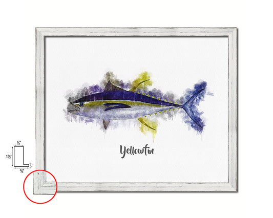Yellowfin Fish Framed Prints Modern Restaurant Sushi Bar Watercolor Wall Art Decor