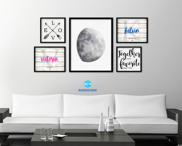 Waxing Gibbous Lunar Phases Moon Watercolor Nursery Framed Prints Home Decor Wall Art Gifts