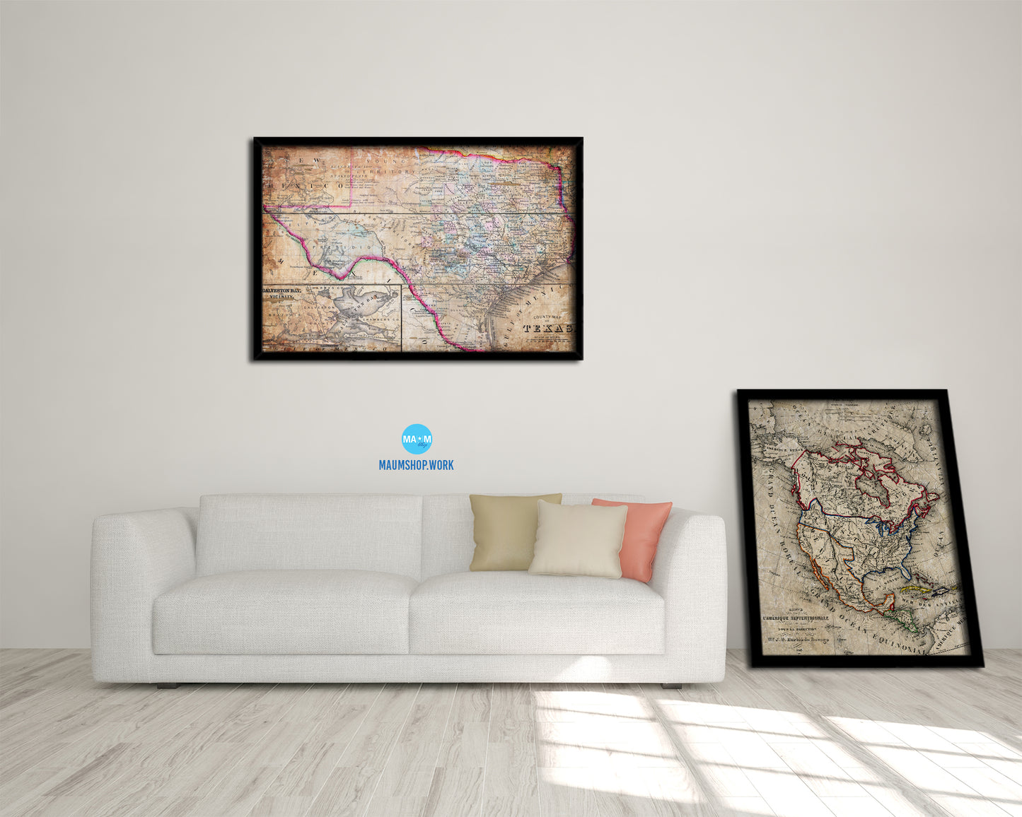 Texas Antique Map Framed Print Art Wall Decor Gifts