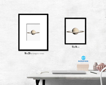 Saturn Planet Prints Watercolor Solar System Wood Framed Paper Print Wall Art Decor Gifts
