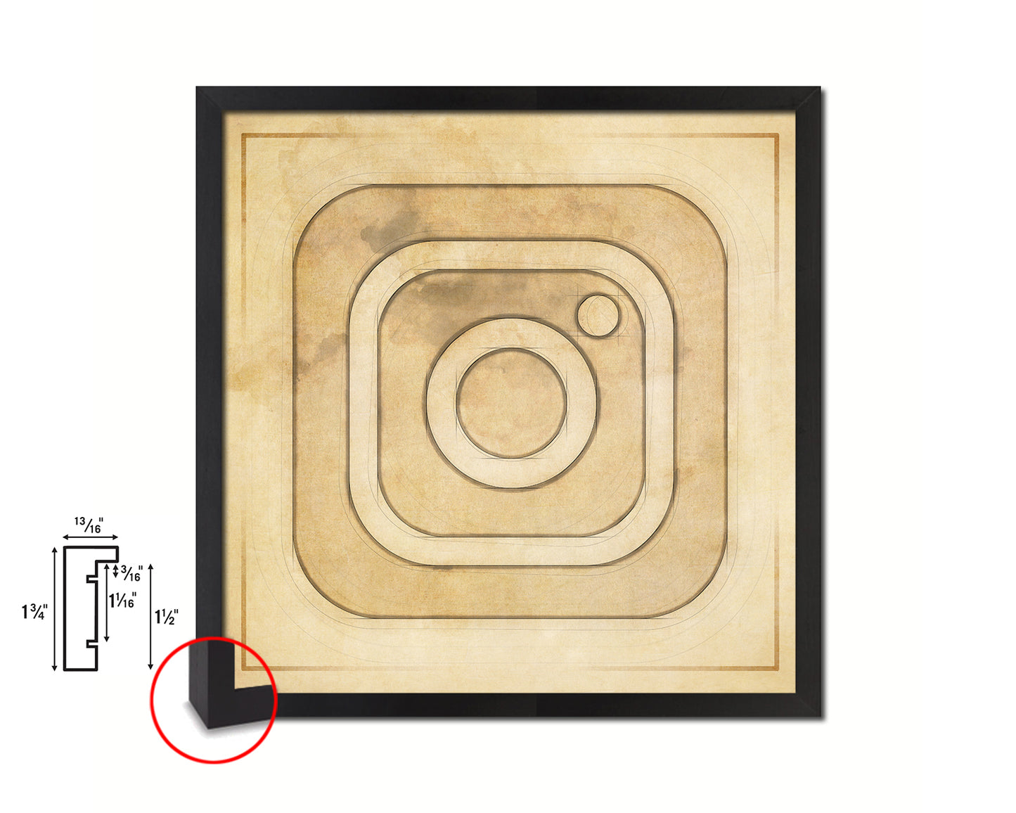 Instagram Social Media Symbol Icons logo Wood Framed Print Home Decor Wall Art Gifts