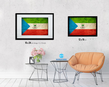 Equatorial Guinea Country Vintage Flag Wood Framed Print Wall Art Decor Gifts