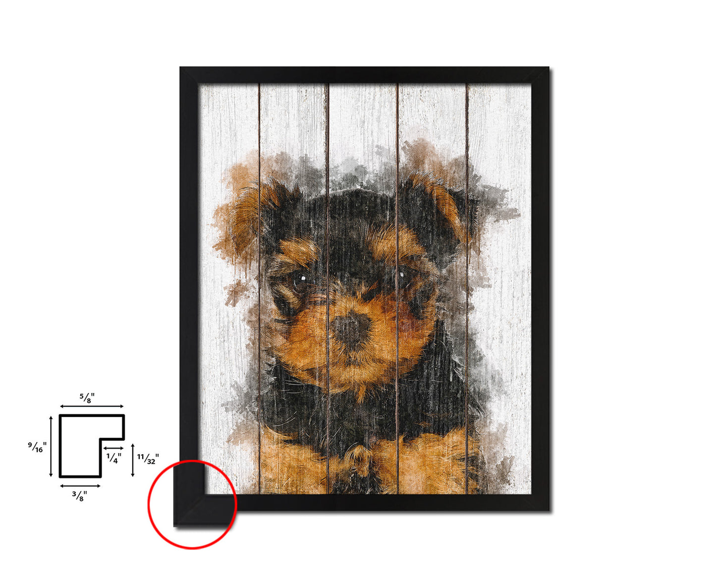 Yorkshire Terrier Dog Puppy Portrait Framed Print Pet Watercolor Wall Decor Art Gifts