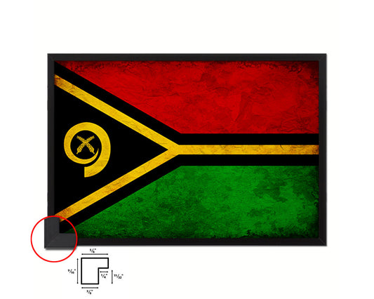 Vanuatu Country Vintage Flag Wood Framed Print Wall Art Decor Gifts