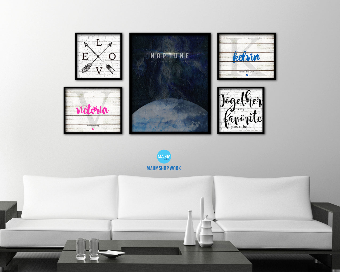 Neptune Planet Prints Length of Year Watercolor Solar System Framed Print Home Decor Wall Art Gifts