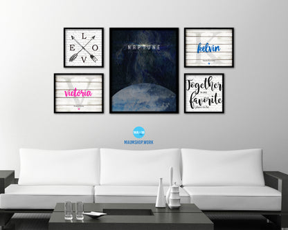 Neptune Planet Prints Length of Year Watercolor Solar System Framed Print Home Decor Wall Art Gifts