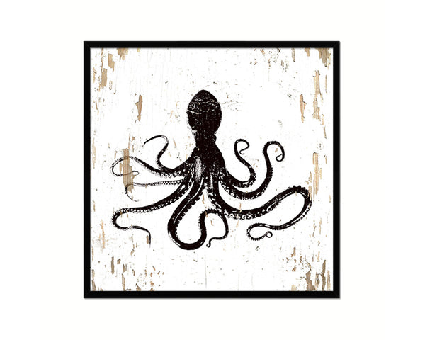 Octopus Nautical Wood Framed Gifts Ocean Beach Fishing Home Decor Wall Art Prints