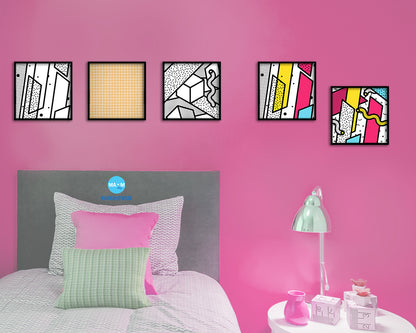 Abstract Yellow Artwork Wood Frame Gifts Modern Wall Decor Art Prints