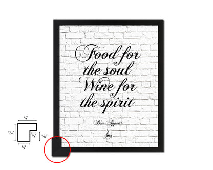 Food for the soul wine for the spirit Quote Framed Artwork Print Wall Decor Art Gifts
