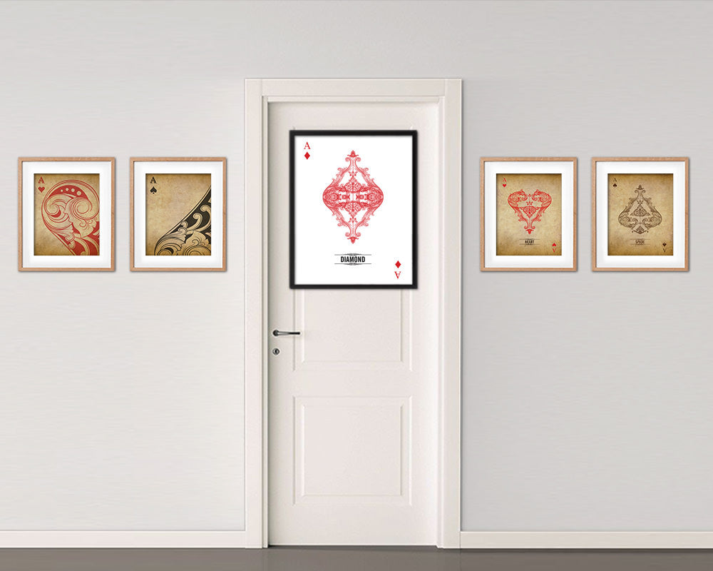 Diamond Ace Cards Fine Art Paper Prints Wood Framed Wall Art Decor Gifts