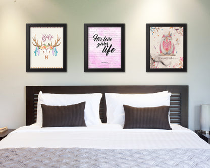 His love gives life, John 10:10-11 Quote Wood Framed Print Home Decor Wall Art Gifts