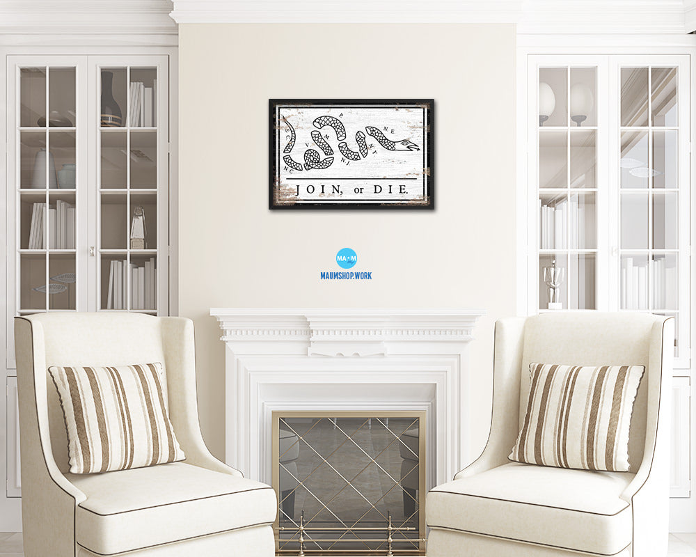 Unite or Die Shabby Chic Military Flag Framed Print Decor Wall Art Gifts