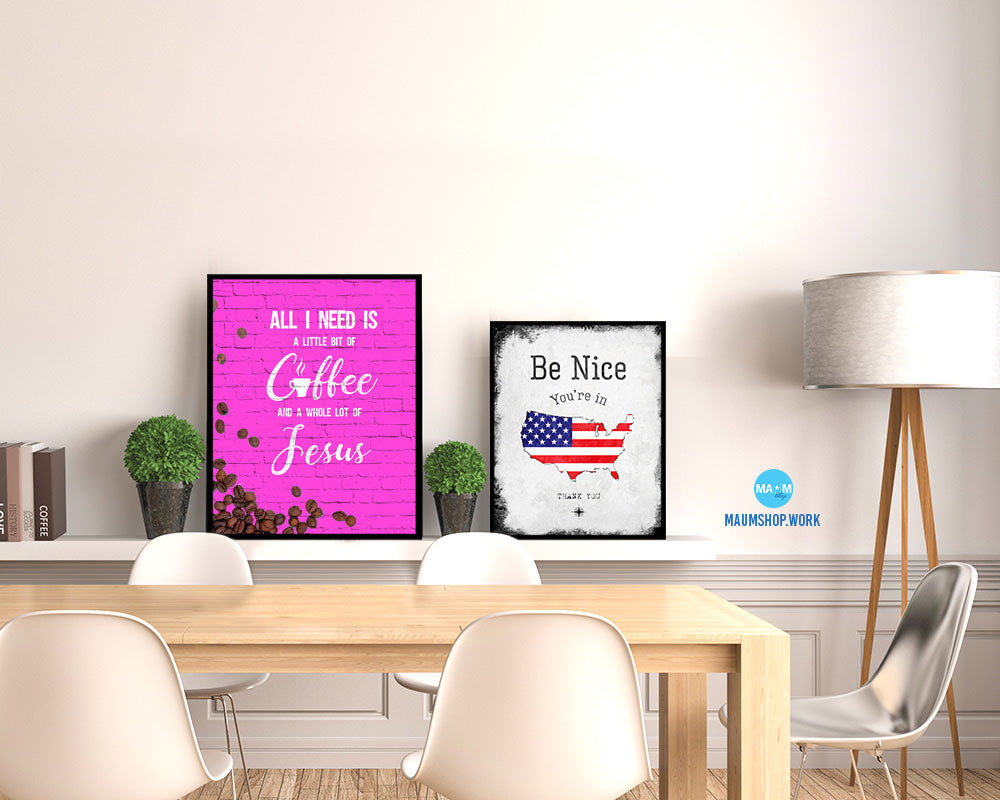 All I need today is a little bit of coffee Quotes Framed Print Home Decor Wall Art Gifts