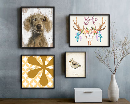 Weimarane Dog Puppy Portrait Framed Print Pet Watercolor Wall Decor Art Gifts