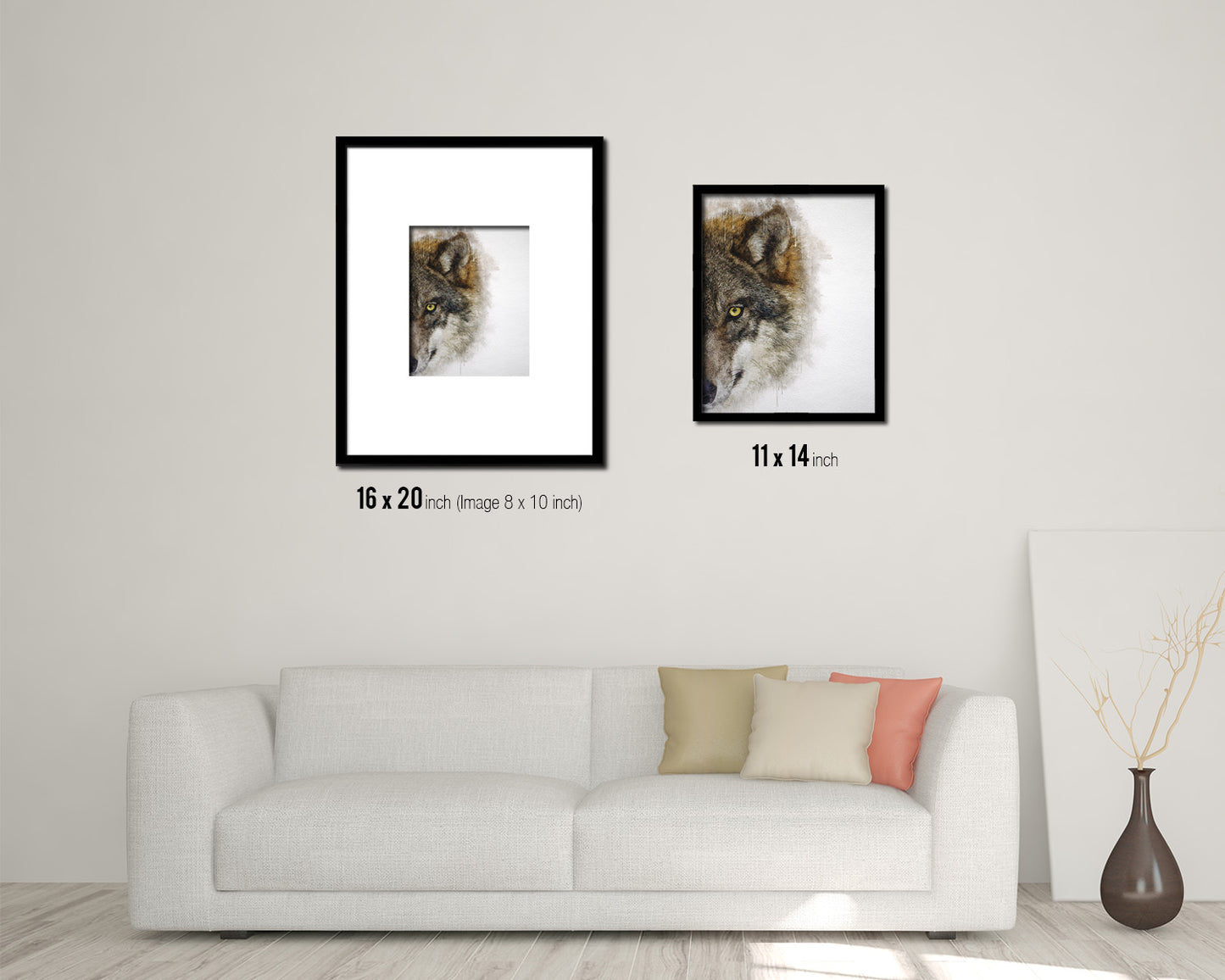 Grey Wolf Animal Painting Print Framed Art Home Wall Decor Gifts