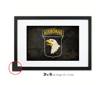 US Army 101st Airborne Vintage Military Flag Framed Print Sign Decor Wall Art Gifts