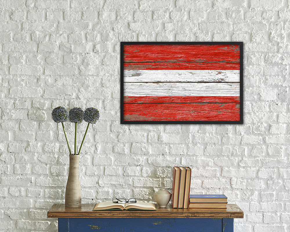Austria Country Wood Rustic National Flag Wood Framed Print Wall Art Decor Gifts