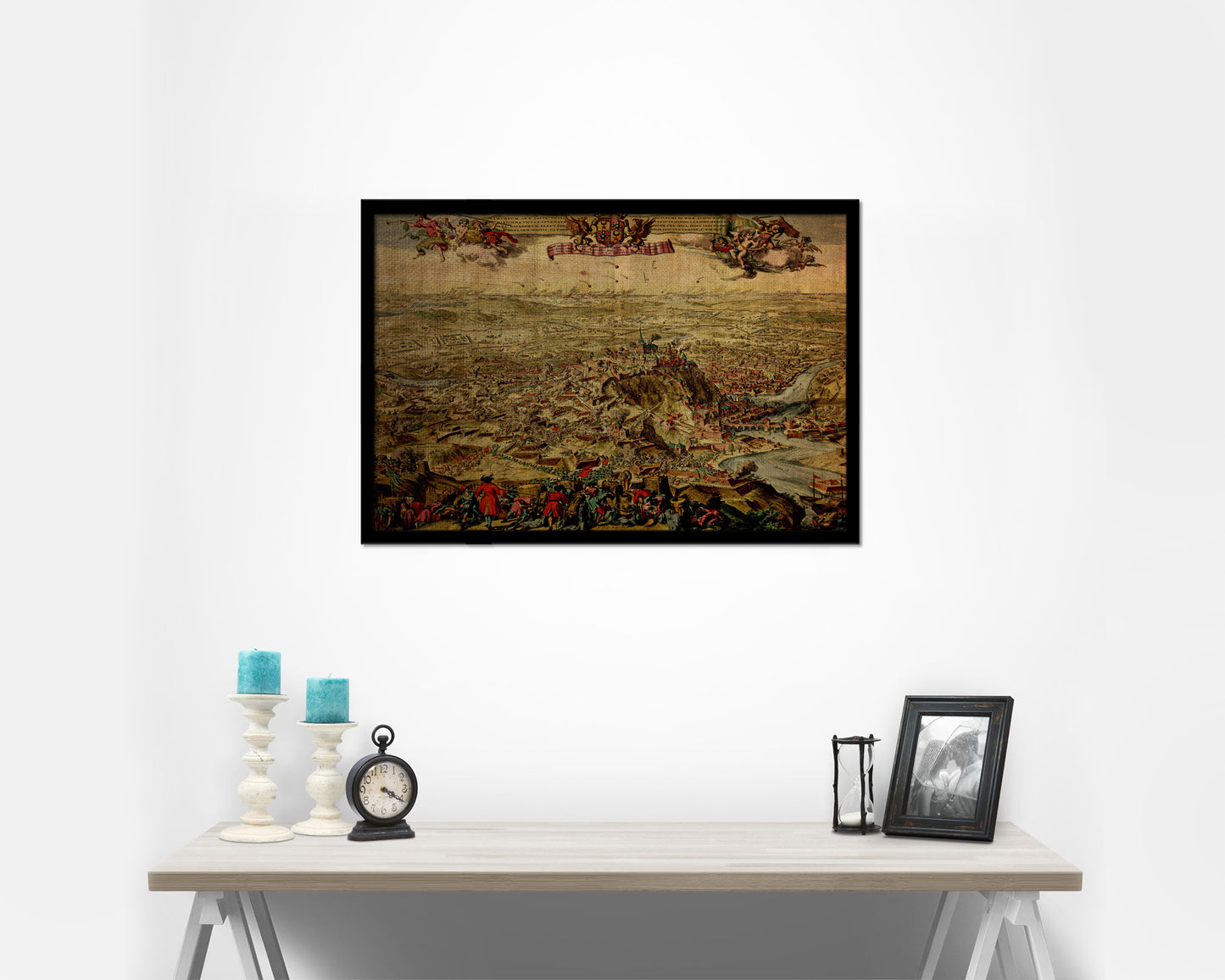 Mountain Fortress Siege Atlas Fortifications Battle Vintage Map Framed Print Art Wall Decor Gifts