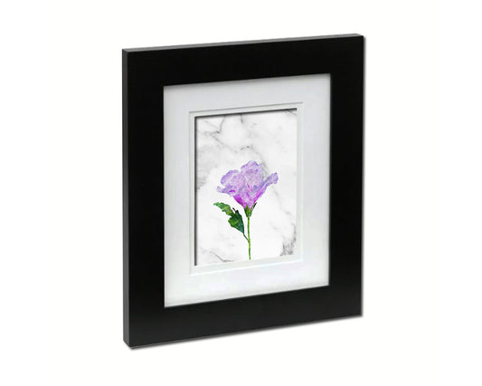 Mauve Hibiscus Rosa Marble Texture Plants Art Wood Framed Print Wall Decor Gifts