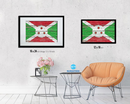 Burundi Country Wood Rustic National Flag Wood Framed Print Wall Art Decor Gifts