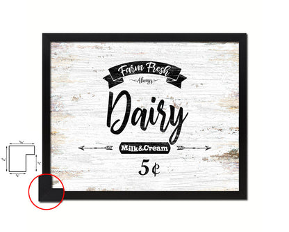 Farm Fresh Dairy Vintage Sign Fine Art Paper Prints Wood Frame Wall Art Decor Gifts