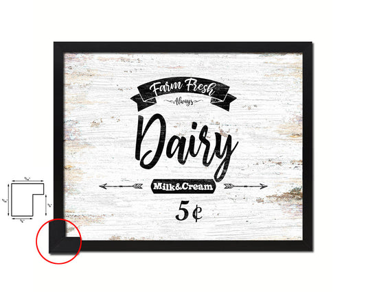Farm Fresh Dairy Vintage Sign Fine Art Paper Prints Wood Frame Wall Art Decor Gifts