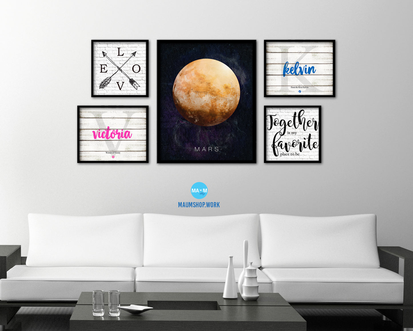Mars Planet Prints Watercolor Solar System Framed Print Home Decor Wall Art Gifts