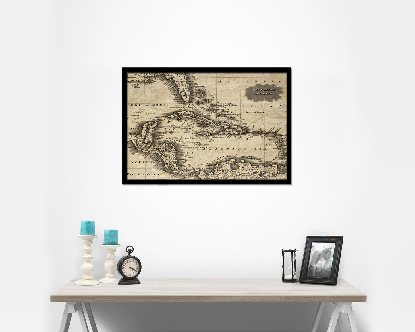 West Indies and Caribbean Sea 1799 Historical Map Framed Print Art Wall Decor Gifts