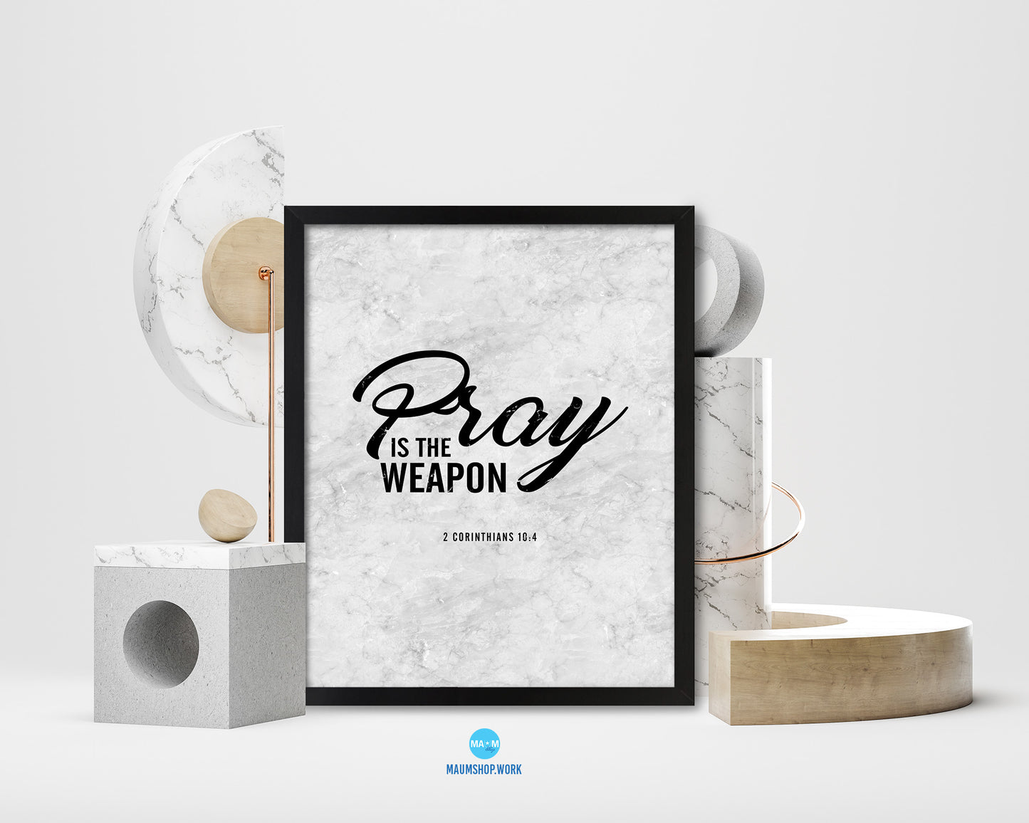 Pray is the weapon, 2 Corinthians 10:4 Bible Scripture Verse Framed Print Wall Art Decor Gifts