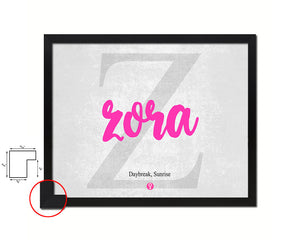 Zora Personalized Biblical Name Plate Art Framed Print Kids Baby Room Wall Decor Gifts