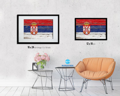 Serbia Country Wood Rustic National Flag Wood Framed Print Wall Art Decor Gifts