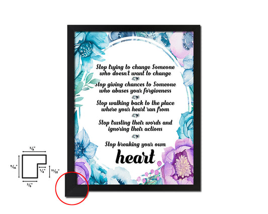 Stop trying to change someone Quote Boho Flower Framed Print Wall Decor Art