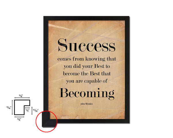 Success comes from knowing Quote Paper Artwork Framed Print Wall Decor Art