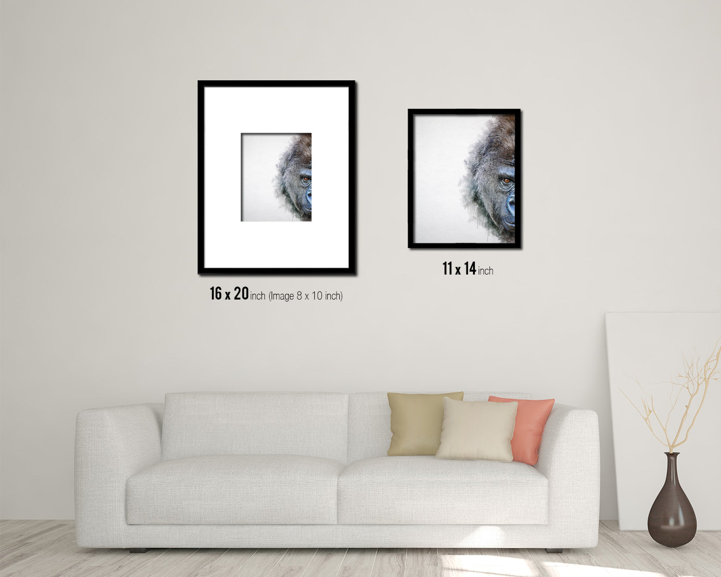 Gorillas Animal Painting Print Framed Art Home Wall Decor Gifts