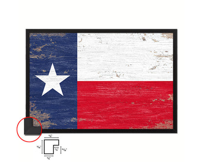 Texas State Shabby Chic Flag Wood Framed Paper Print  Wall Art Decor Gifts