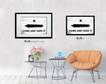 Come and take it Shabby Chic Military Flag Framed Print Decor Wall Art Gifts