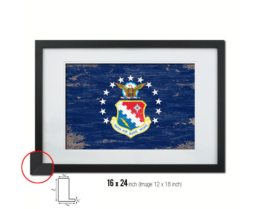 104th Fighter Wing Shabby Chic Emblem Flag Wood Framed Prints Wall Art Decor Gifts