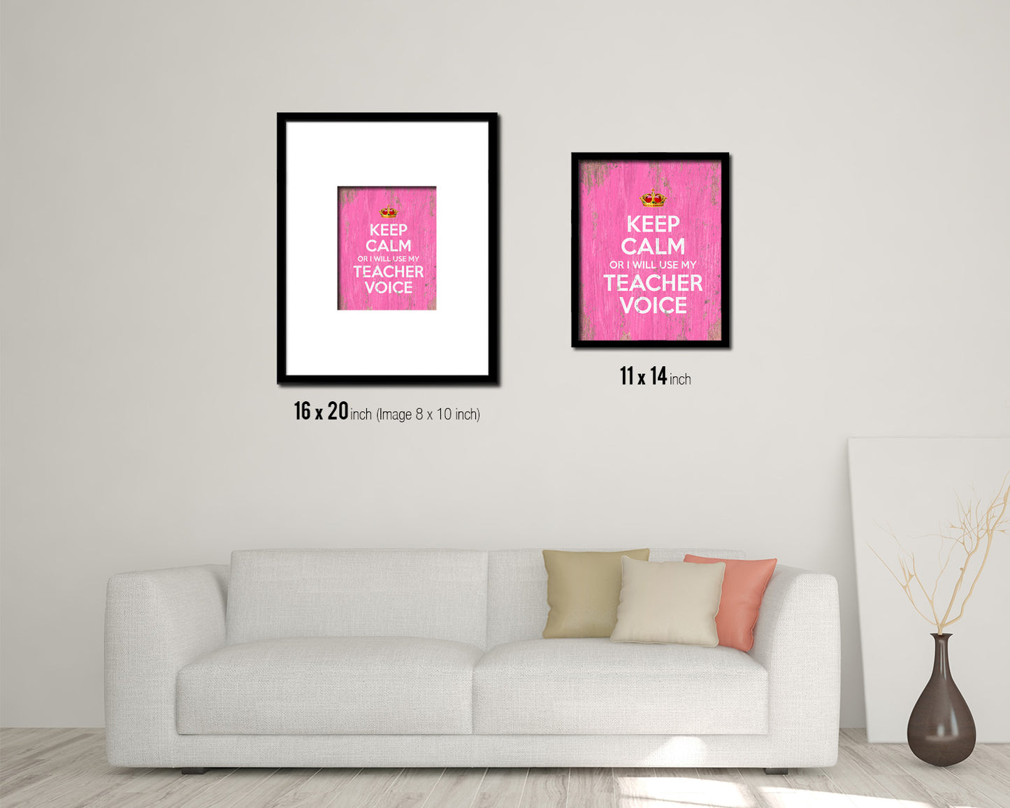 Keep calm or I will use my teacher voice Quote Framed Print Home Decor Wall Art Gifts