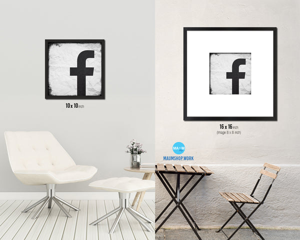 Facebook Social Media Symbol Icons logo Wood Framed Print Home Decor Wall Art Gifts