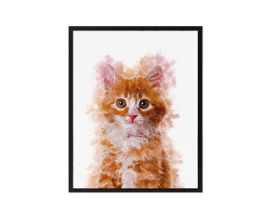 Kitten Cat Kitten Portrait Framed Print Pet Home Decor Custom Watercolor Wall Art Gifts