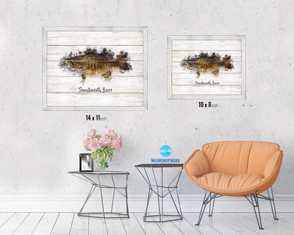Smallmouth Bass Fish Framed Prints Modern Restaurant Sushi Bar Watercolor Wall Art Decor