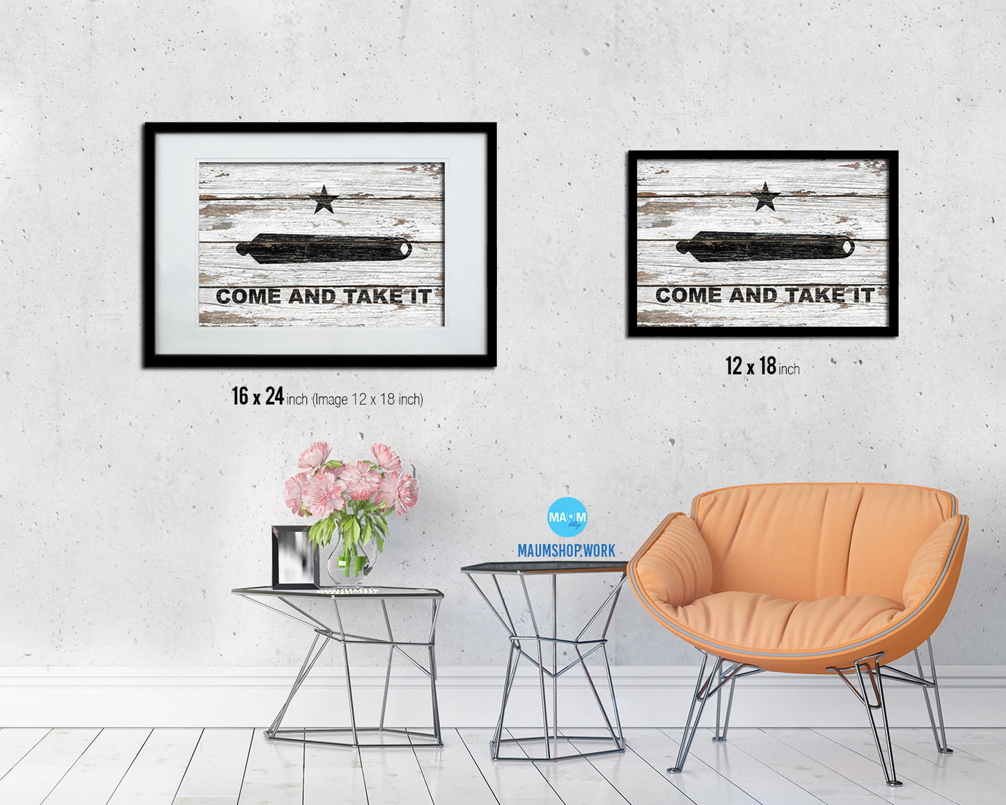 Come and take it Wood Rustic Flag Wood Framed Print Wall Art Decor Gifts