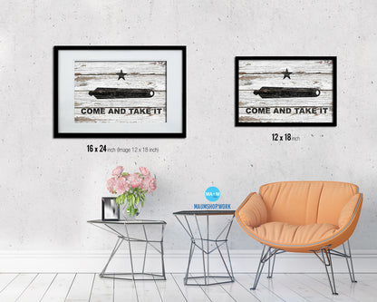 Come and take it Wood Rustic Flag Wood Framed Print Wall Art Decor Gifts